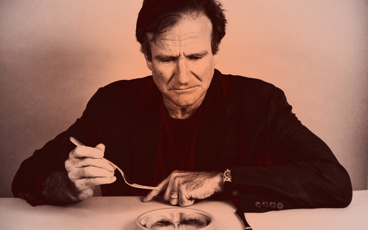 Робин Уильямс перед зеркалом обои