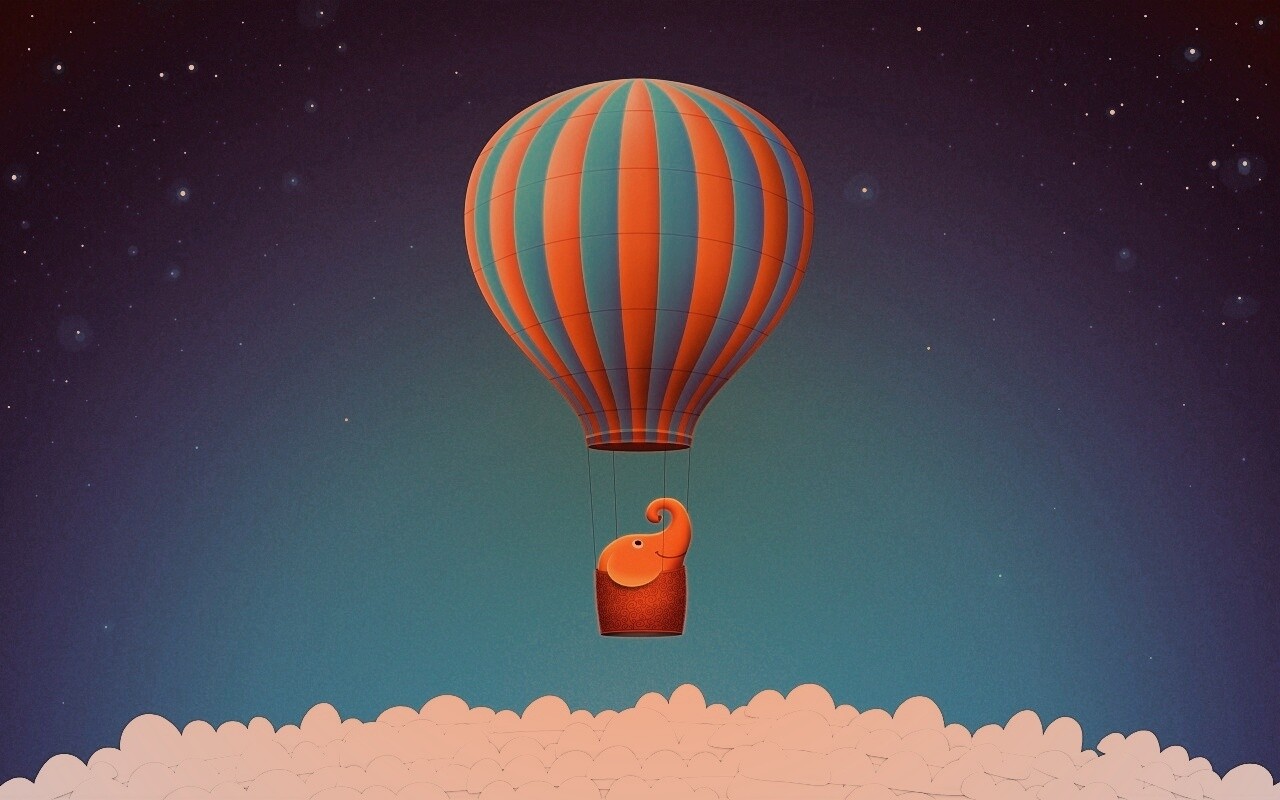 Слон на воздушном шаре обои