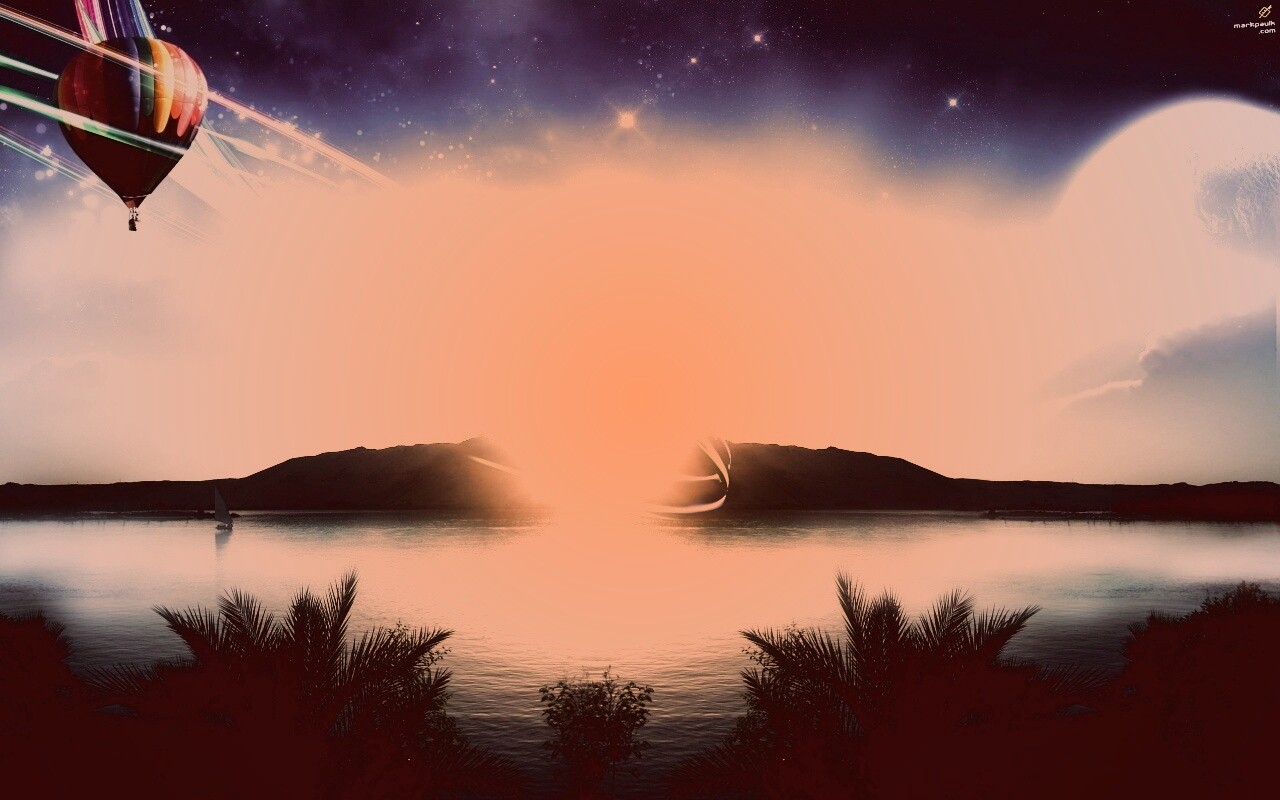 Радужный воздушный шар обои