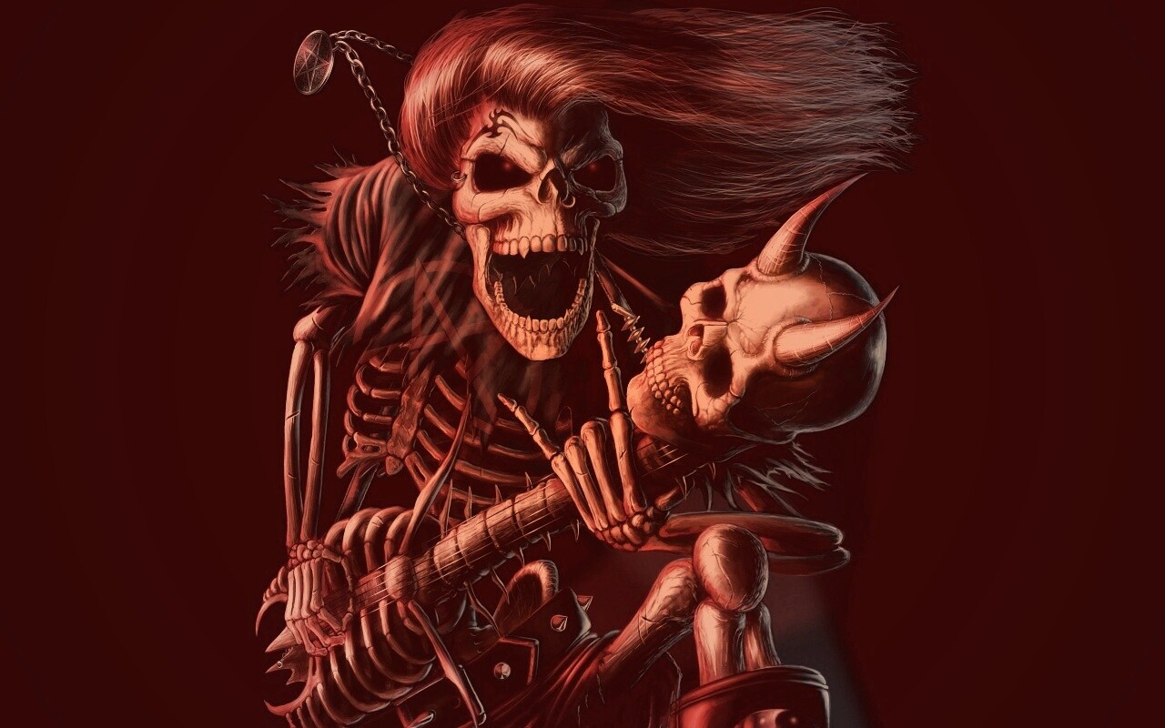 Скелет играет на скелет-гитары обои