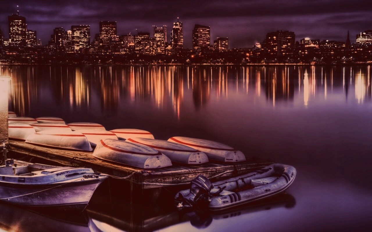 Ночной Бостон обои