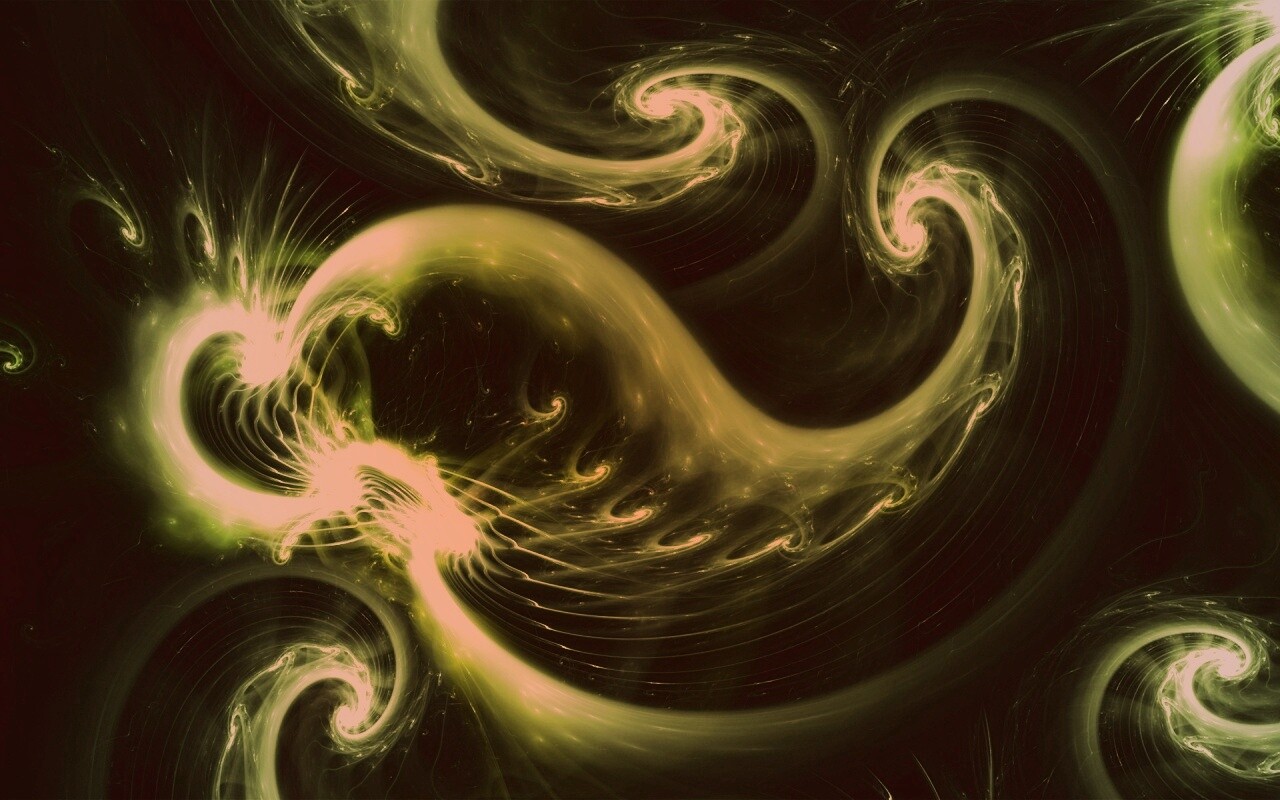 Спиральные абстрактные фракталы зеленого цвета обои