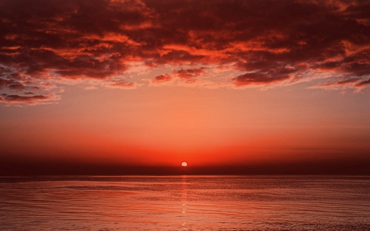 Багровый закат обои