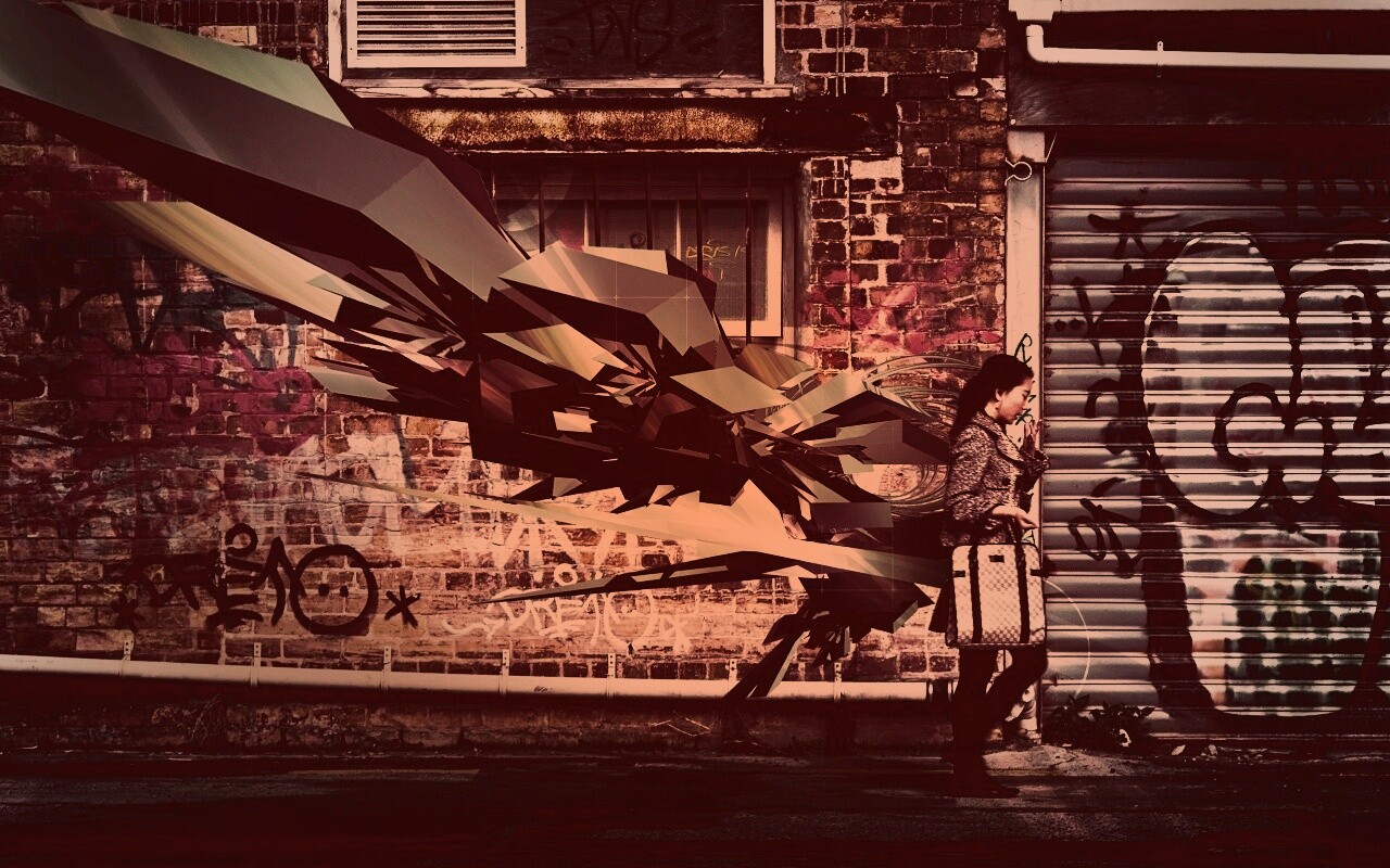 3D граффити на стене обои