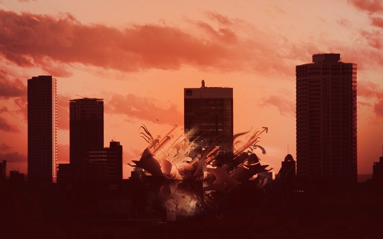 3D абстракция прямо в городе обои