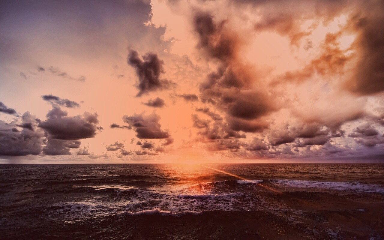 Закат на море обои