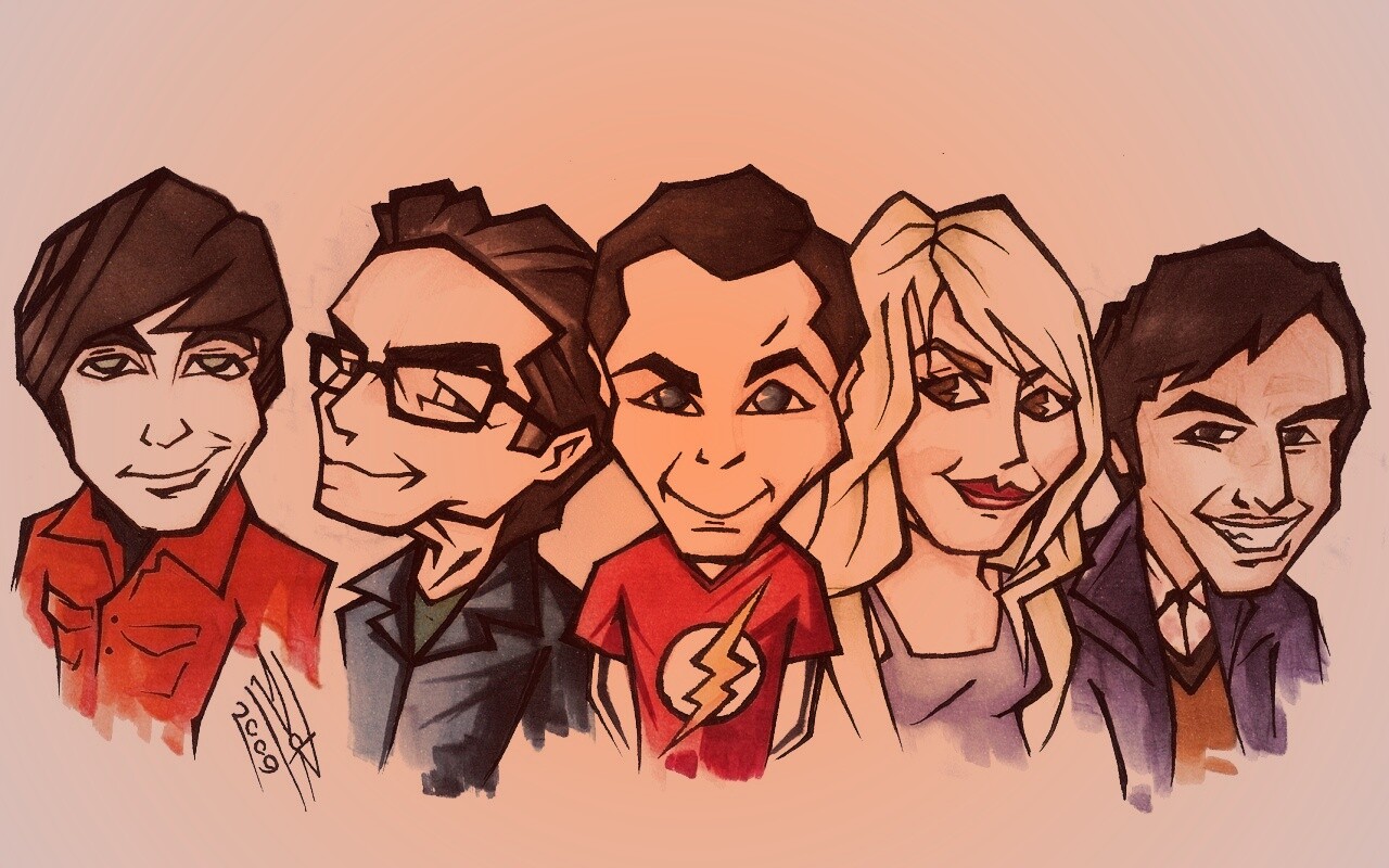 Скетч с персонажами Теории Большого взрыва обои