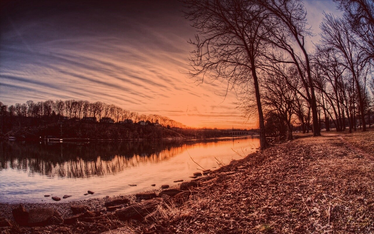 Осенний закат обои