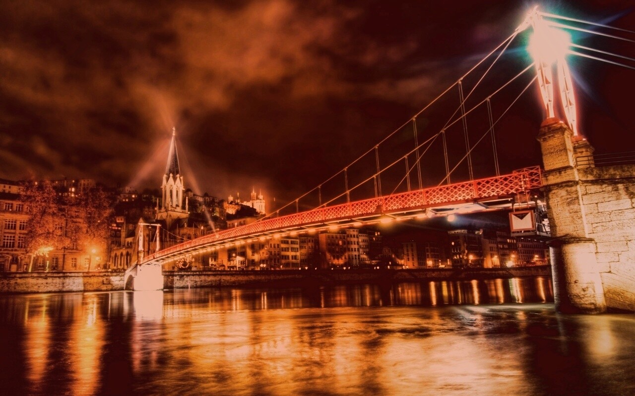 Ночная подсветка моста обои