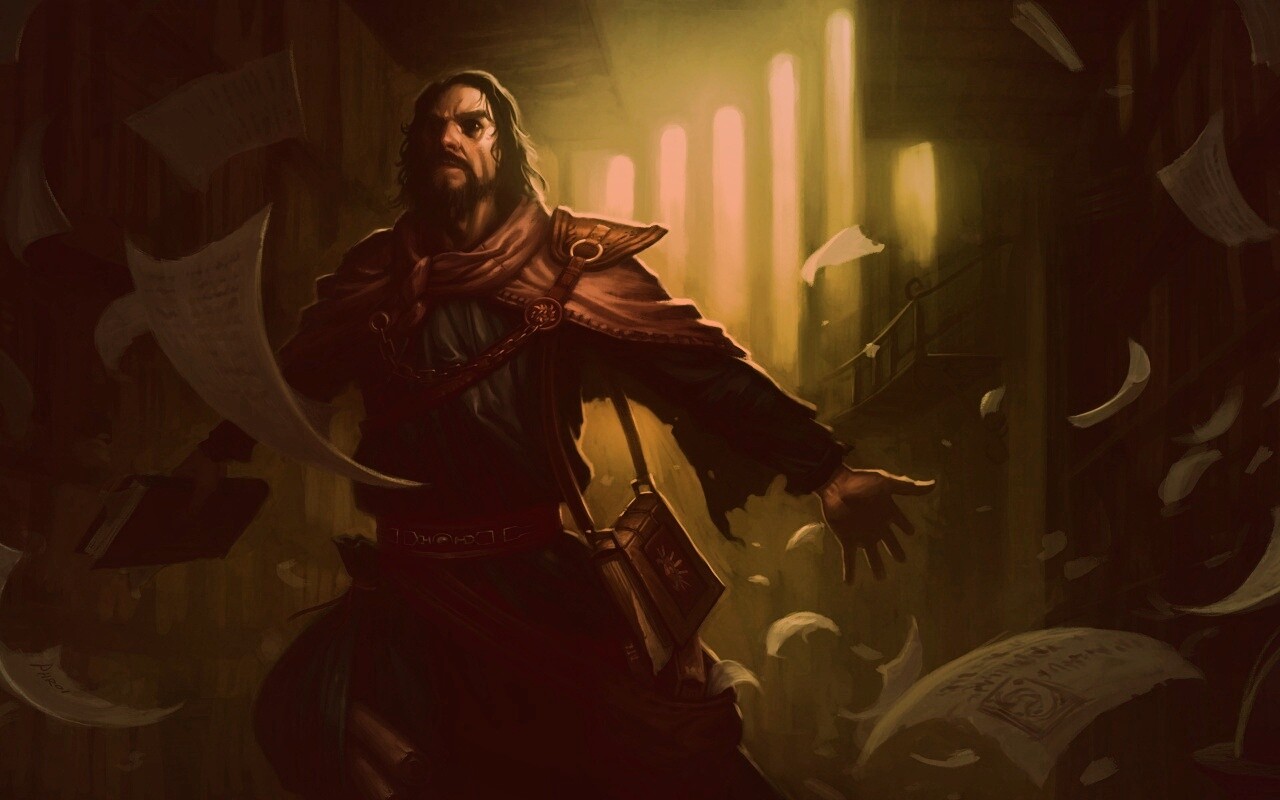 Маг в библиотеке обои