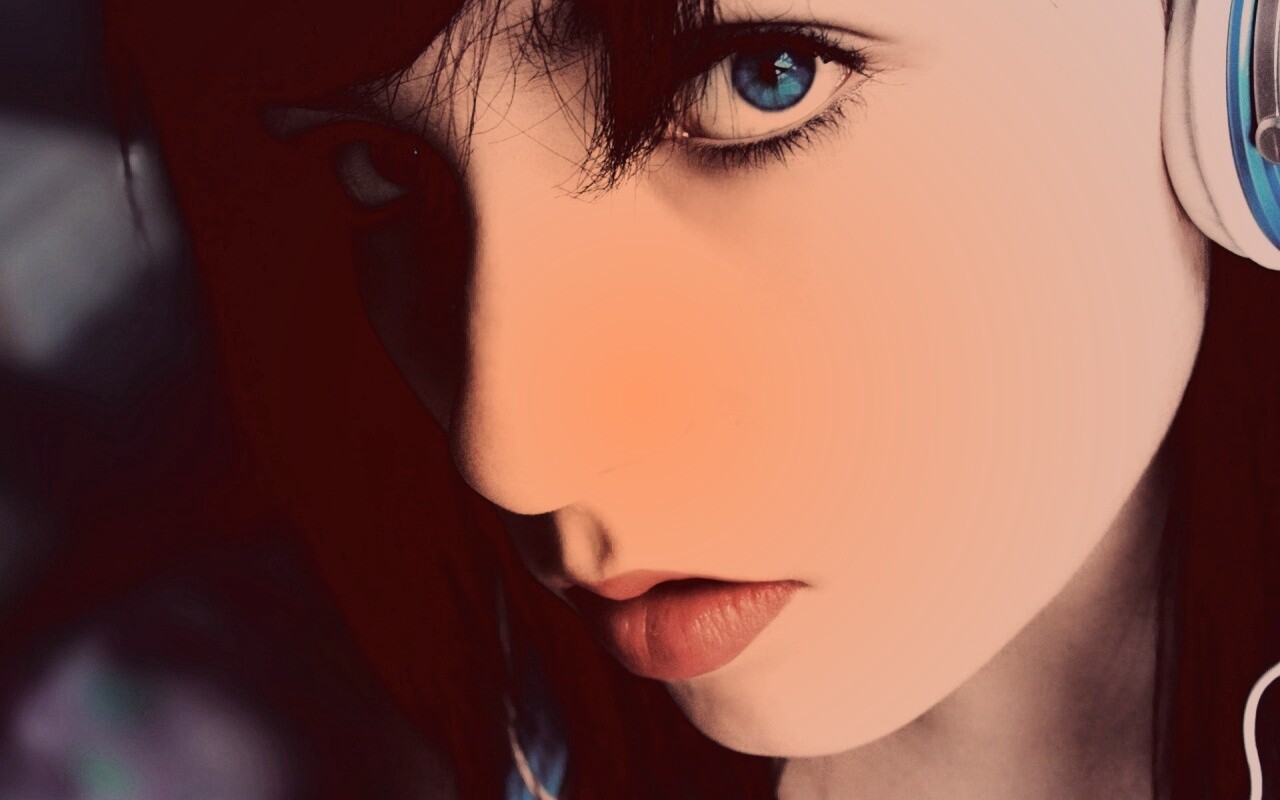 Наушники и девушка обои