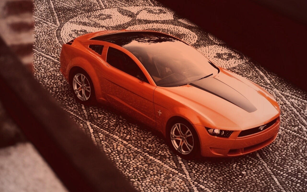 Оранжевый мустанг обои