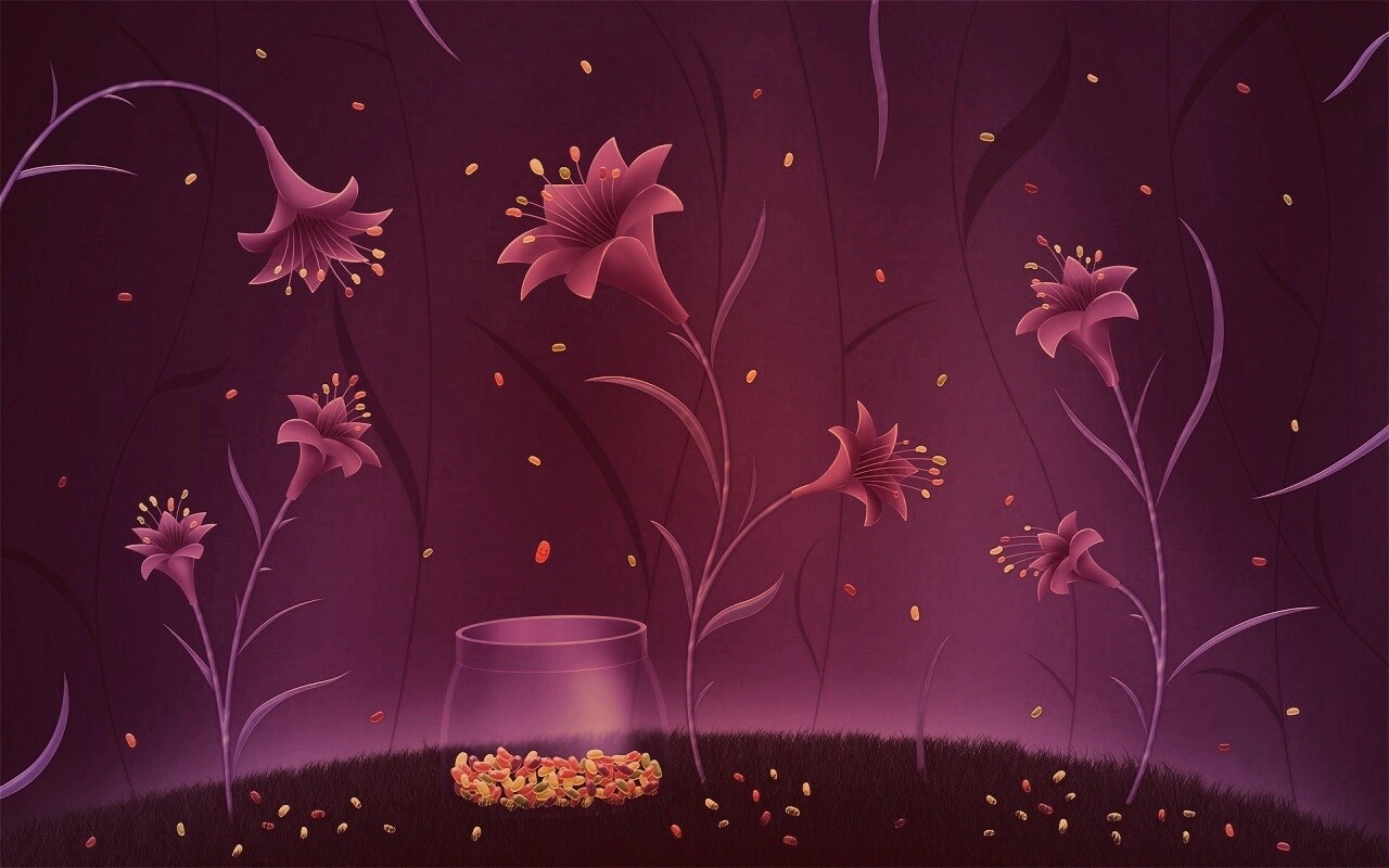 Волшебные цветы и конфетки обои