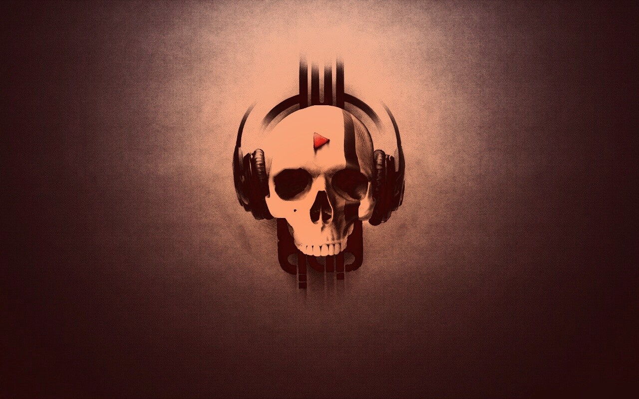 Череп в наушниках обои