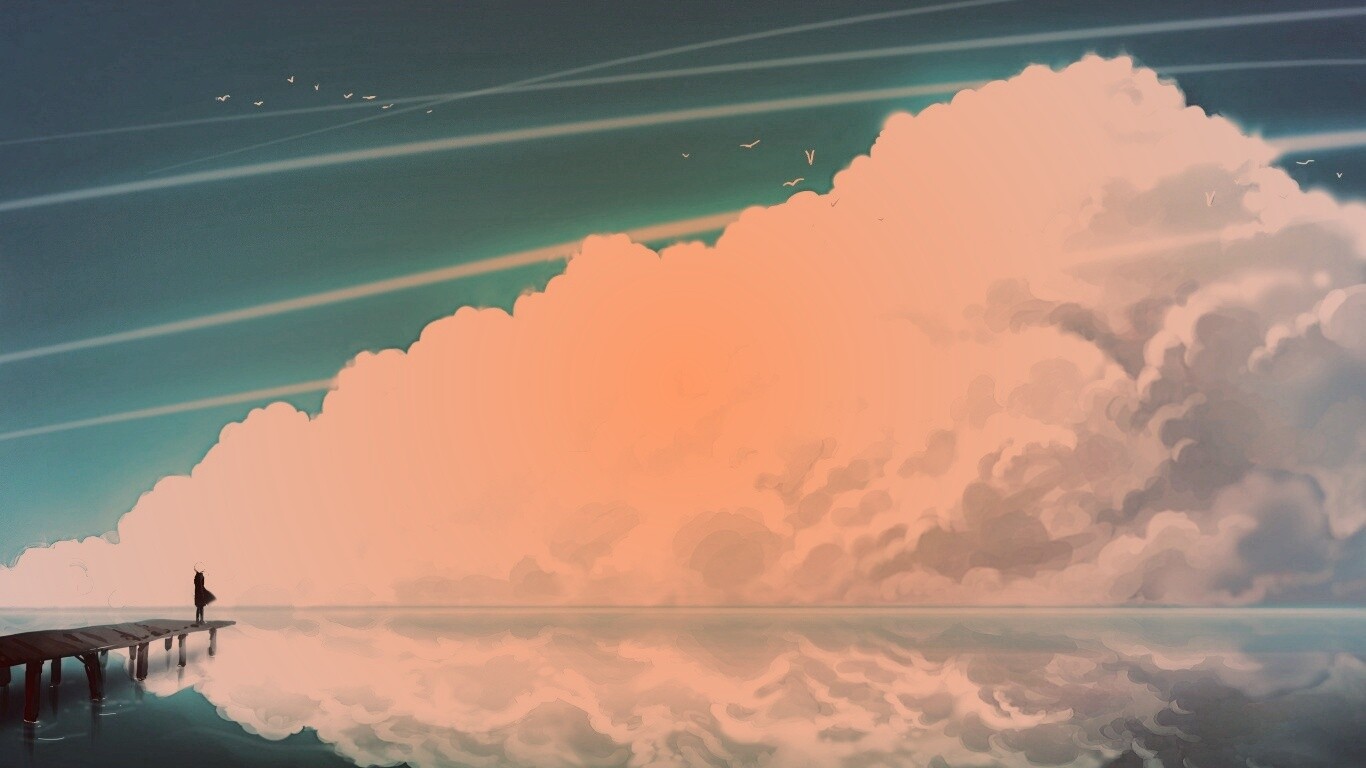 Облако на горизонте обои