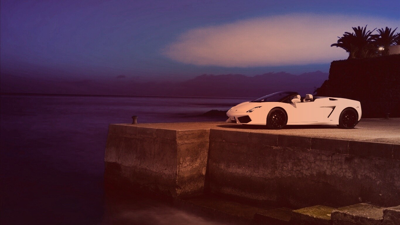 Белый кабриолет ламбо обои