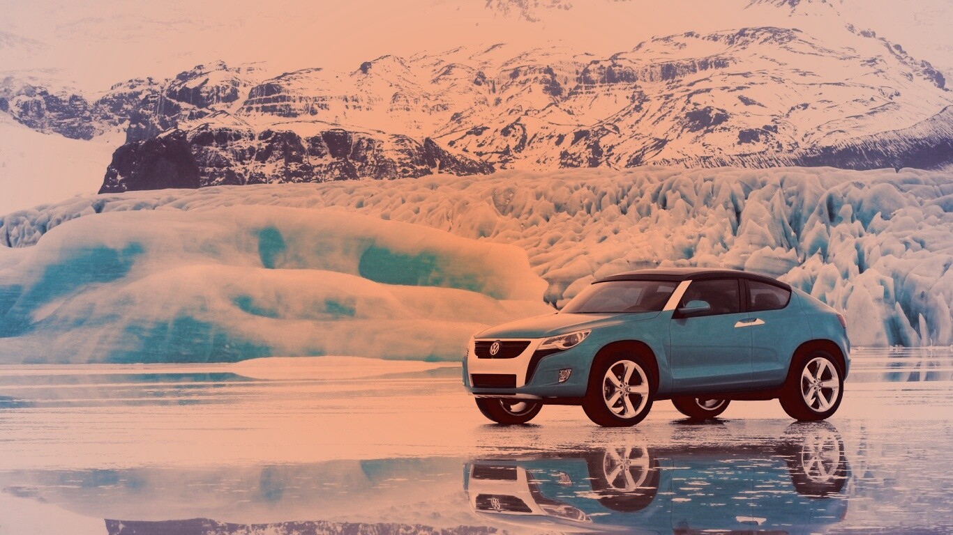 Внедорожник Фольксваген на льду обои