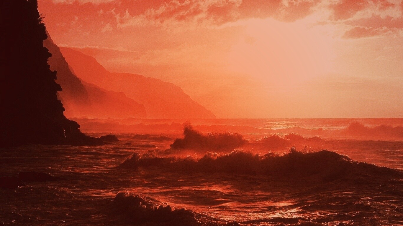 Волны на закате обои