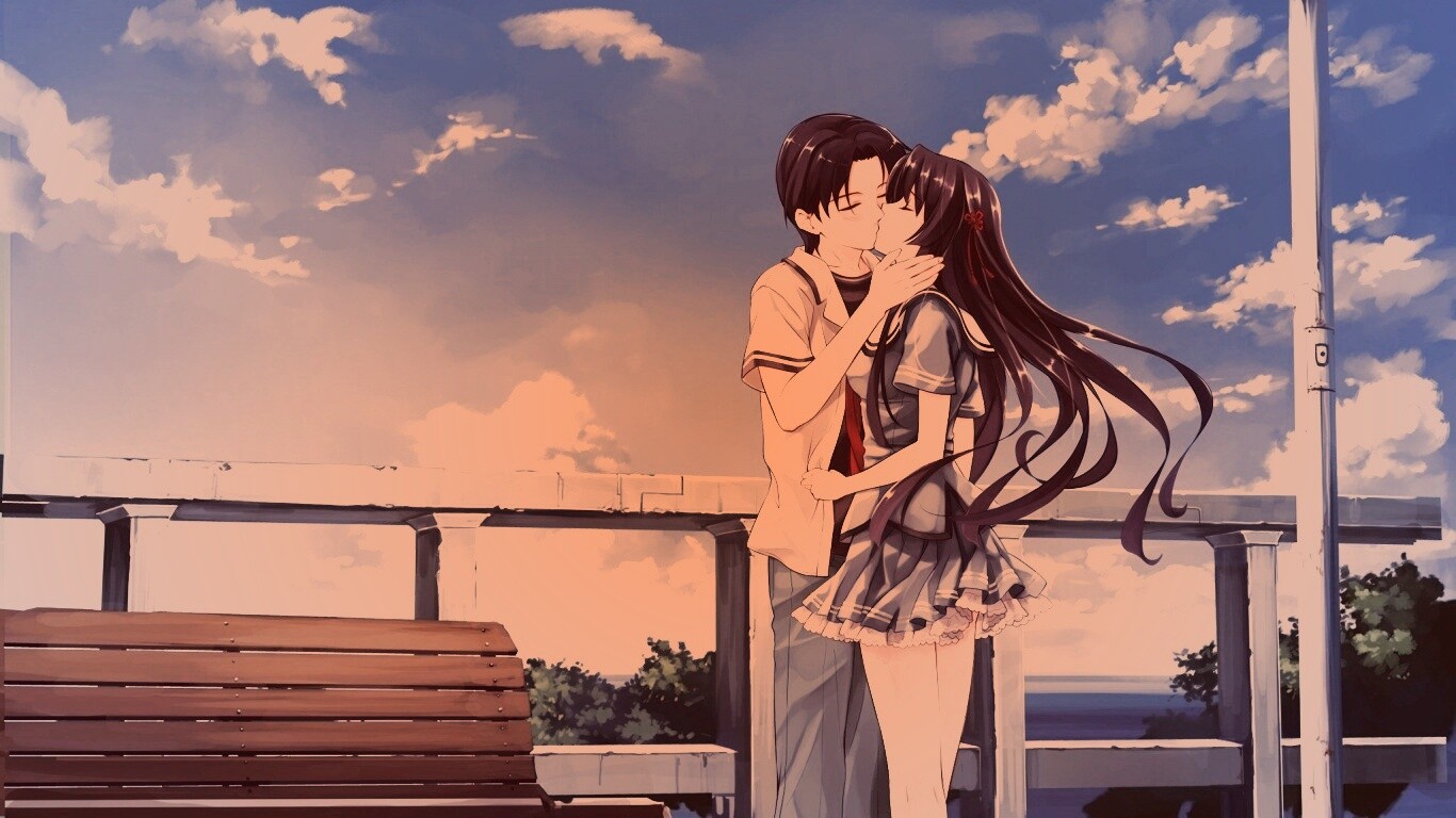 Поцелуй на набережной обои