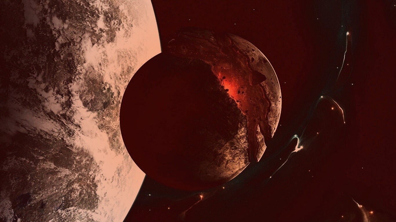 Спутник раскалывается пополам обои