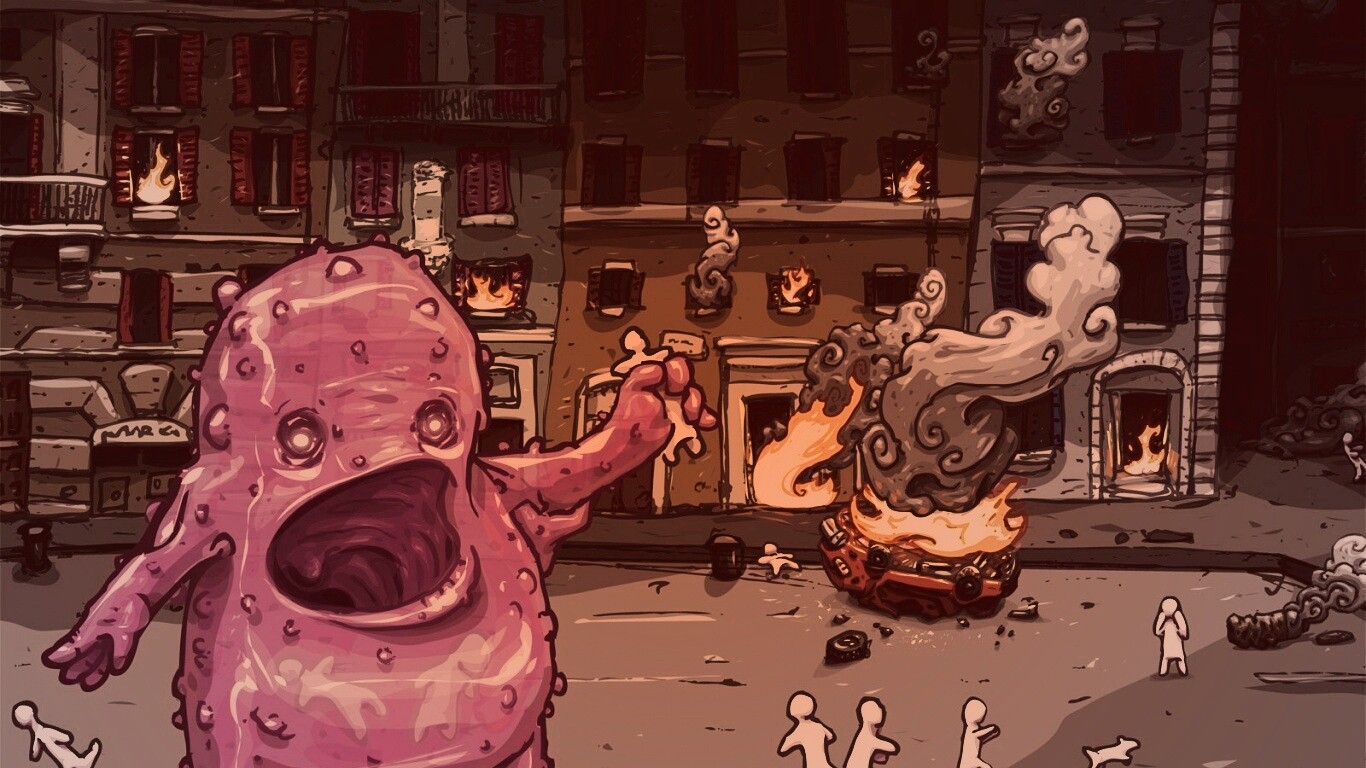 Монстр жрет людей обои