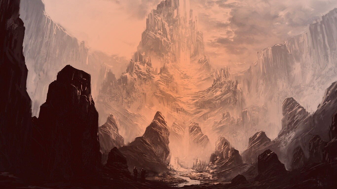 Город в горах обои