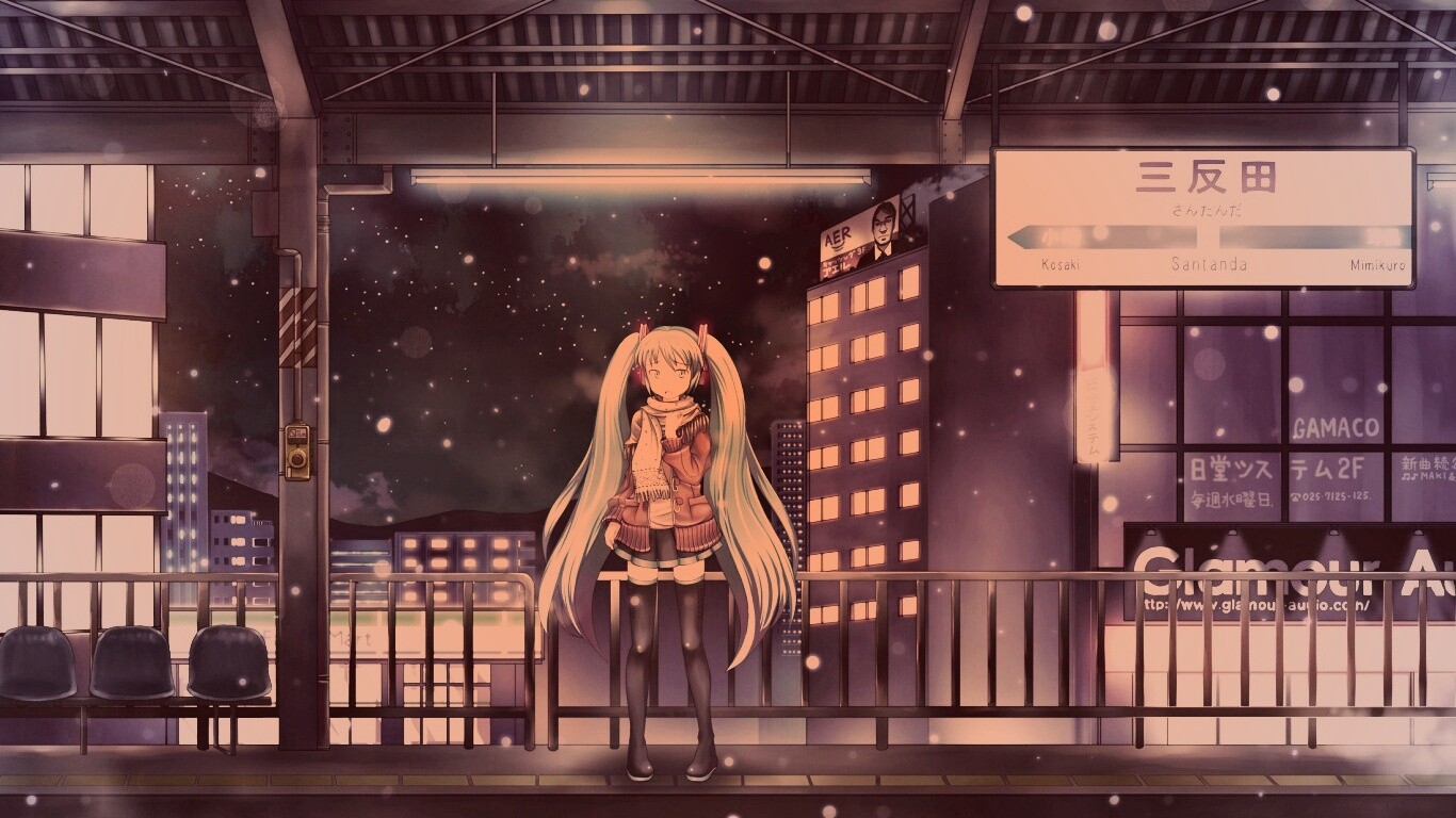 Девочка на остановке обои