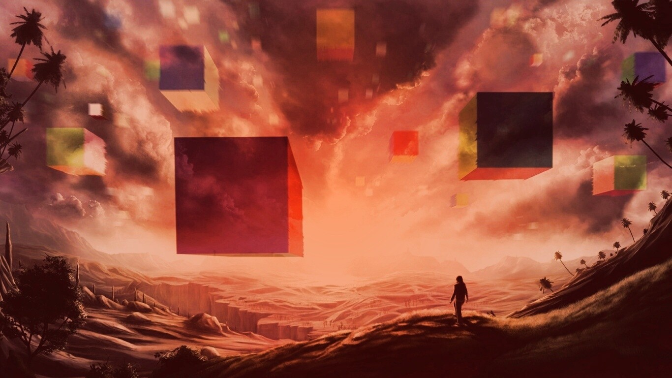 Кубы в небе обои