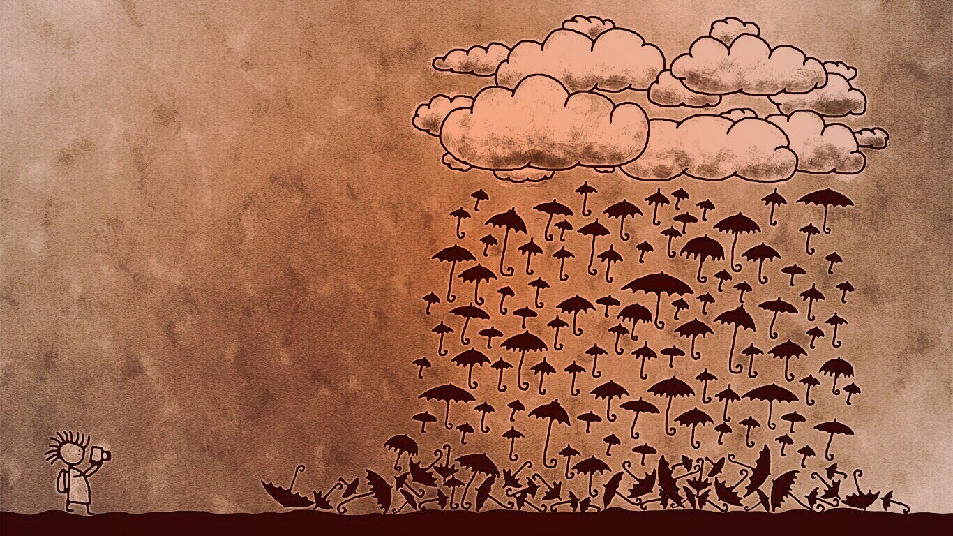 Дождь из зонтиков обои