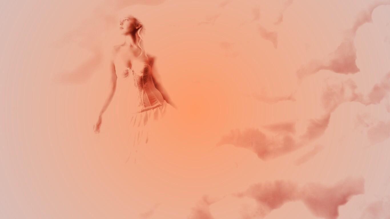 Девушка на облаках обои