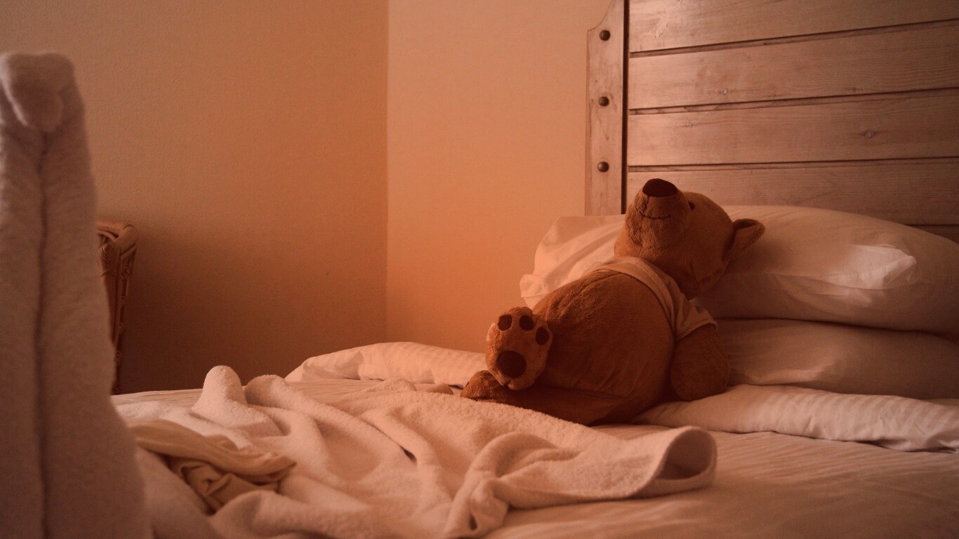 Медвежонок в постели обои