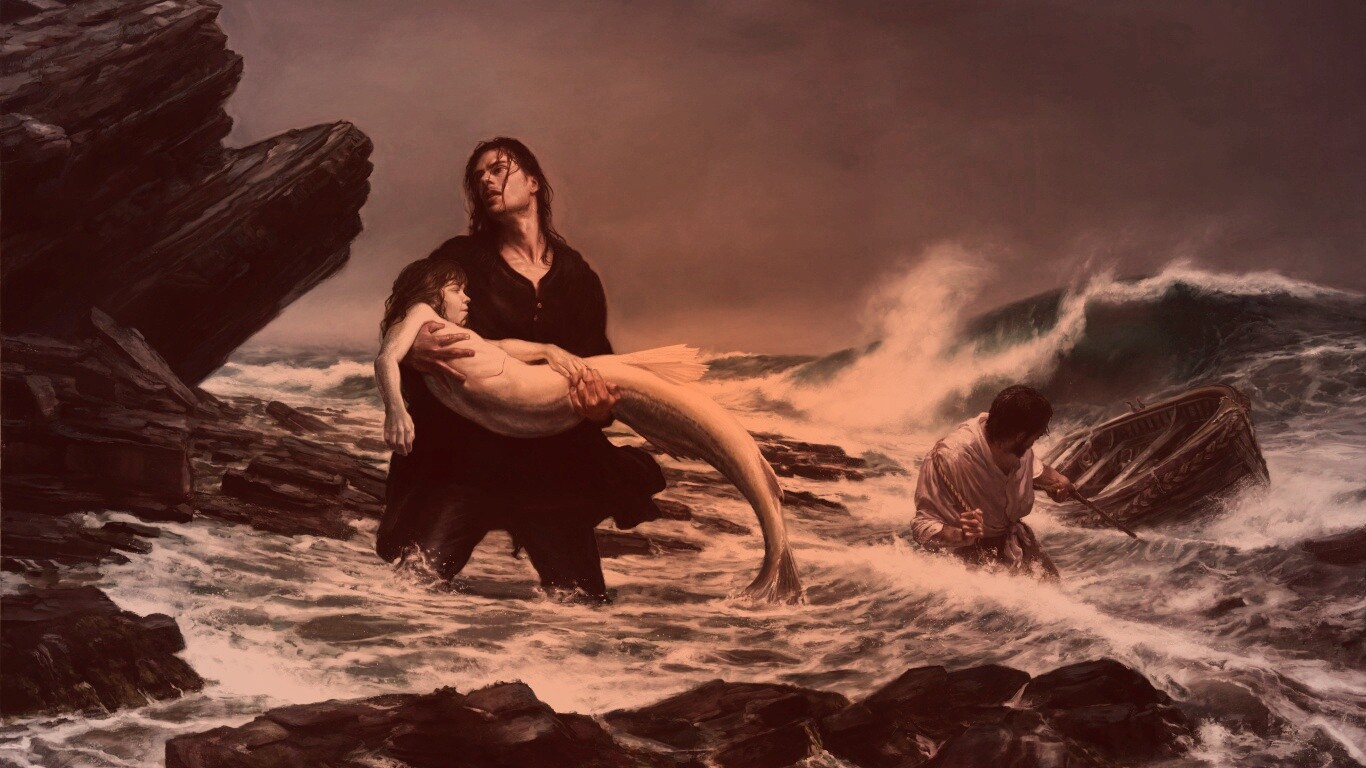 Рыбаки спасают русалку обои