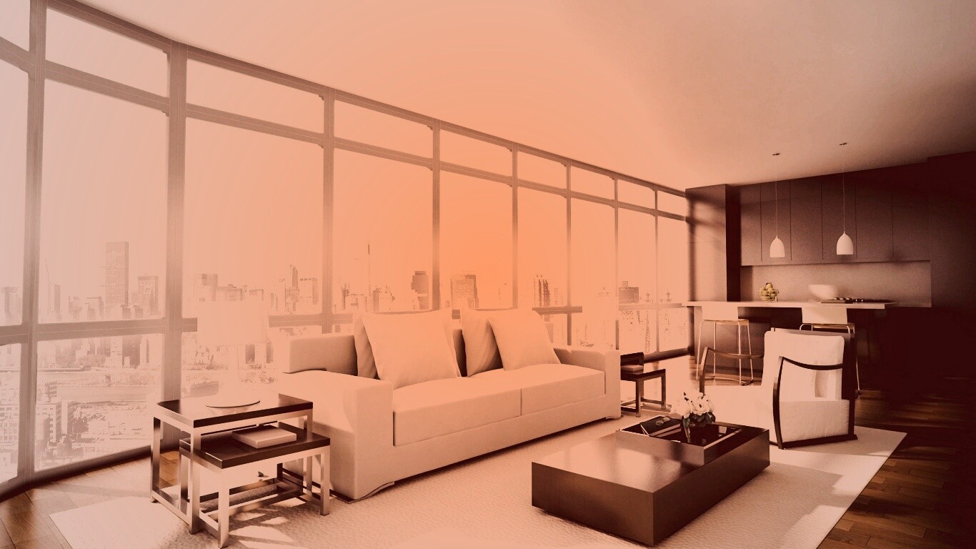 Квартира с видом на мегаполис обои