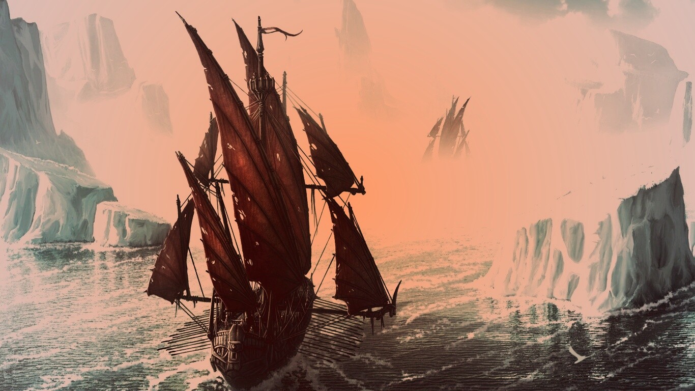 Корабли во льдах обои