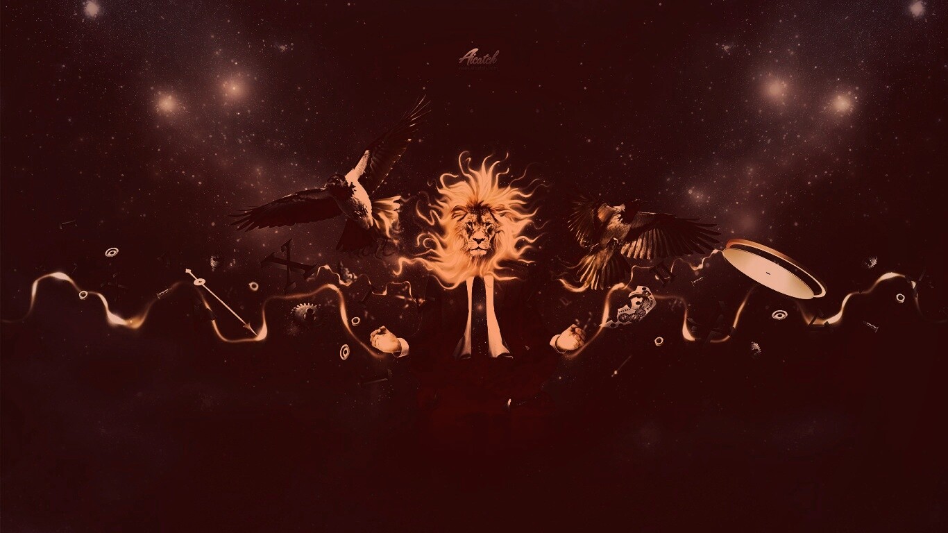 Мужчина с головой льва обои