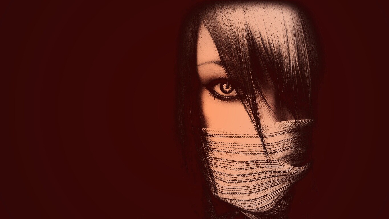 Девушка с закрытым ртом обои