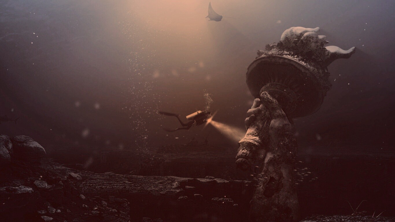 Затопленный Нью-Йорк обои