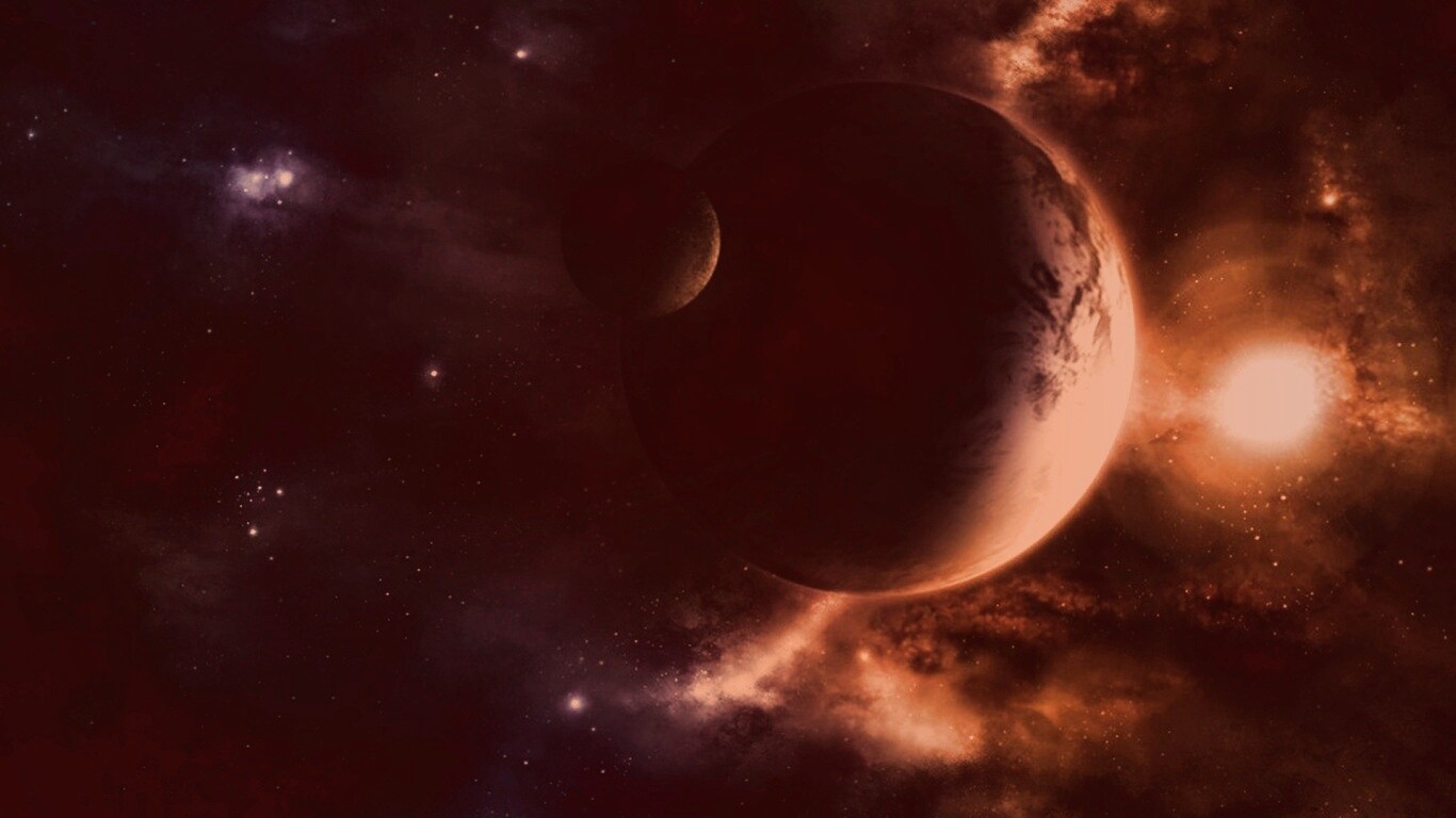 Планета с одним спутником обои