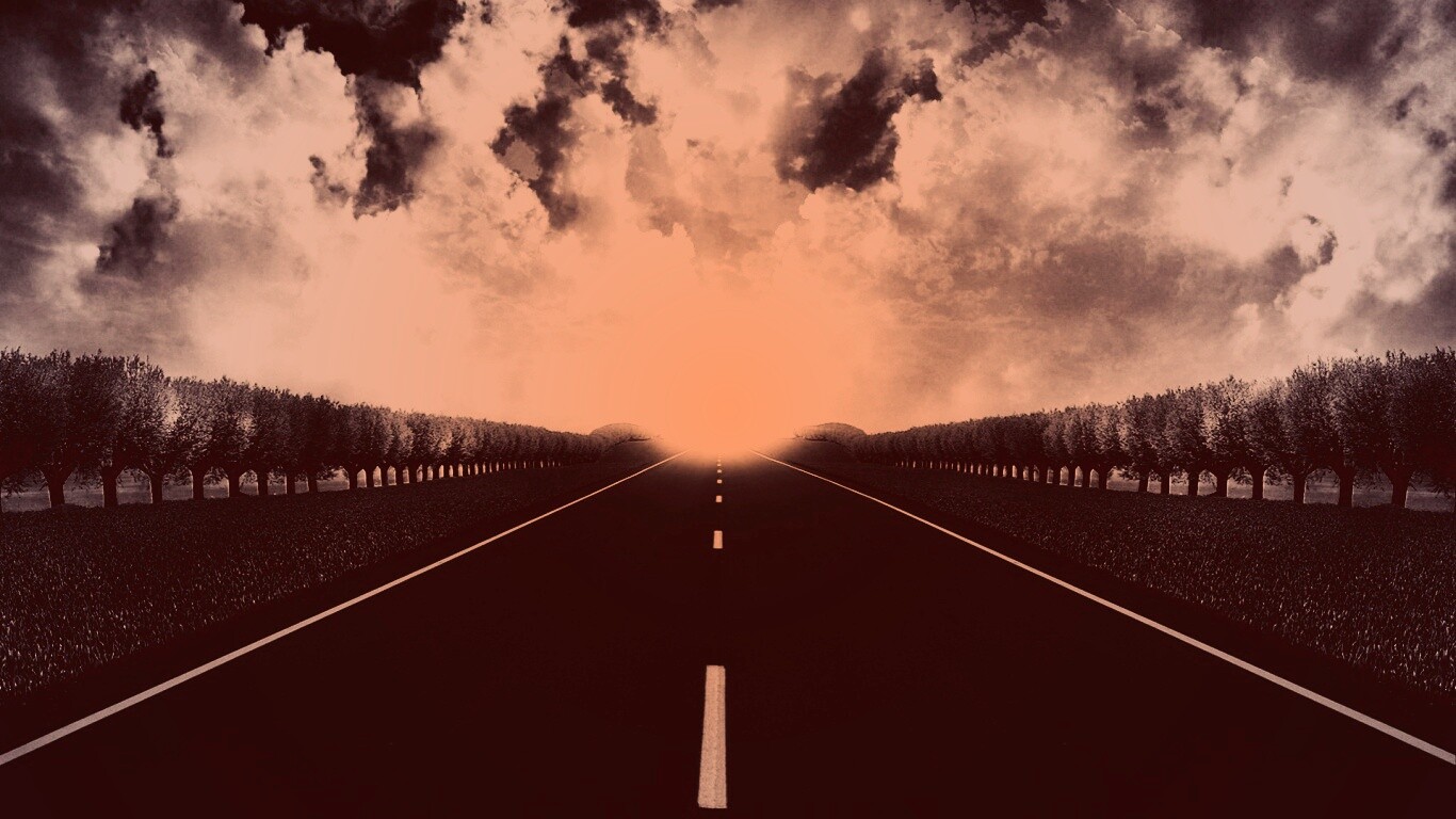 Дорога на закат обои