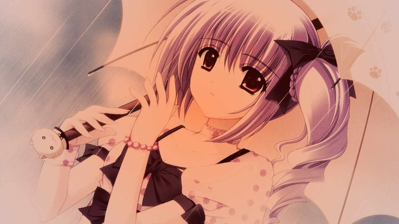 Девочка с зонтиком обои