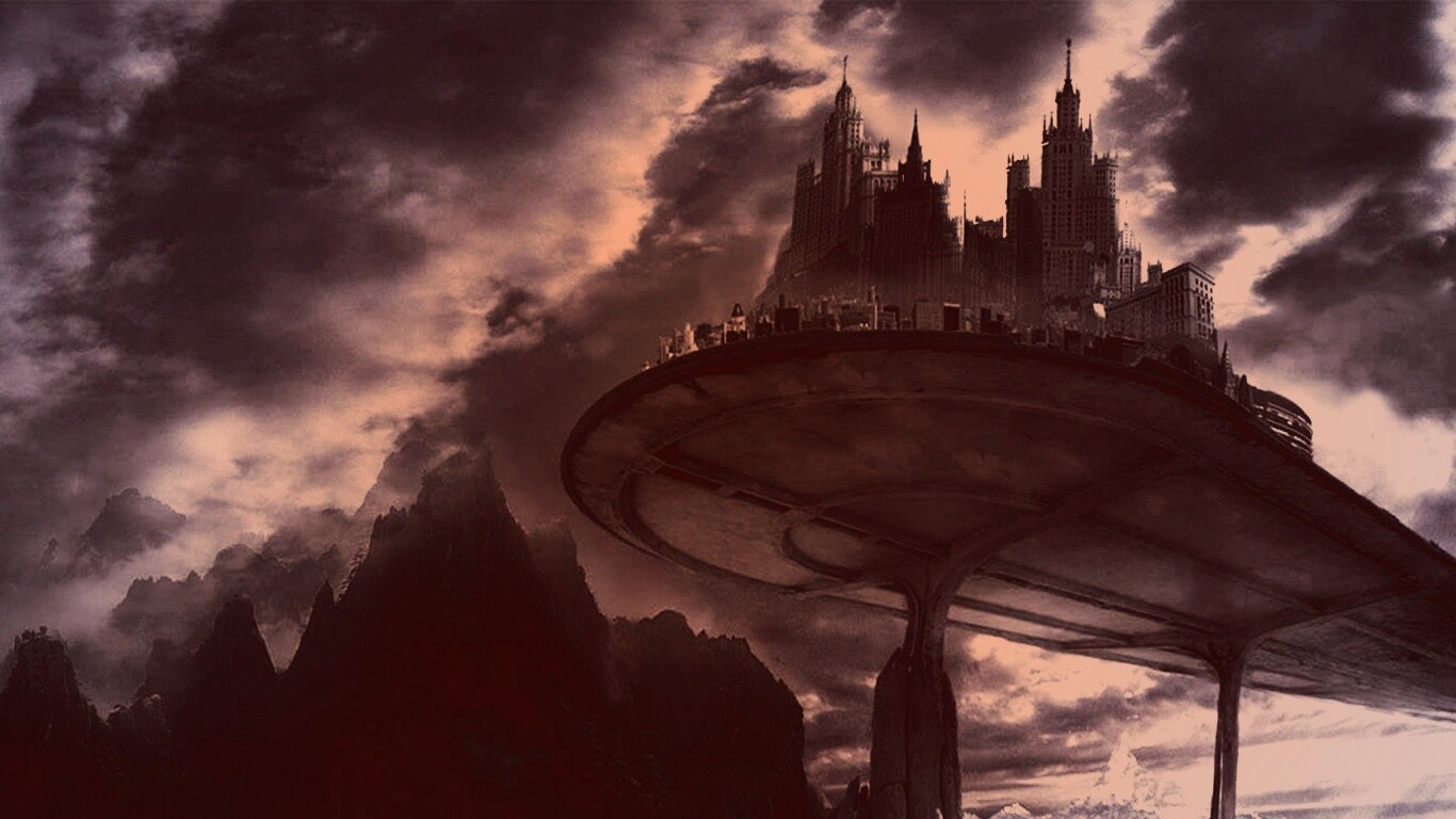 Город на вершине скал обои