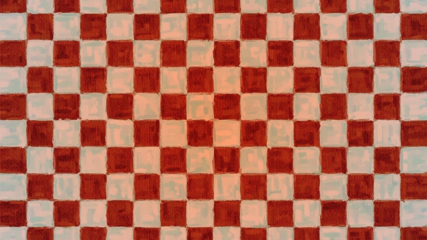 Рисованные красно-голубые клетки обои