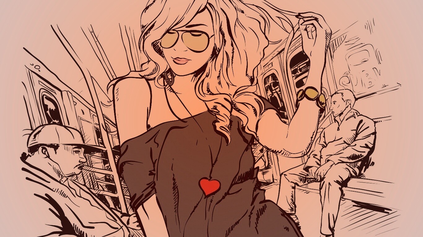 Стильная девушка в метро обои