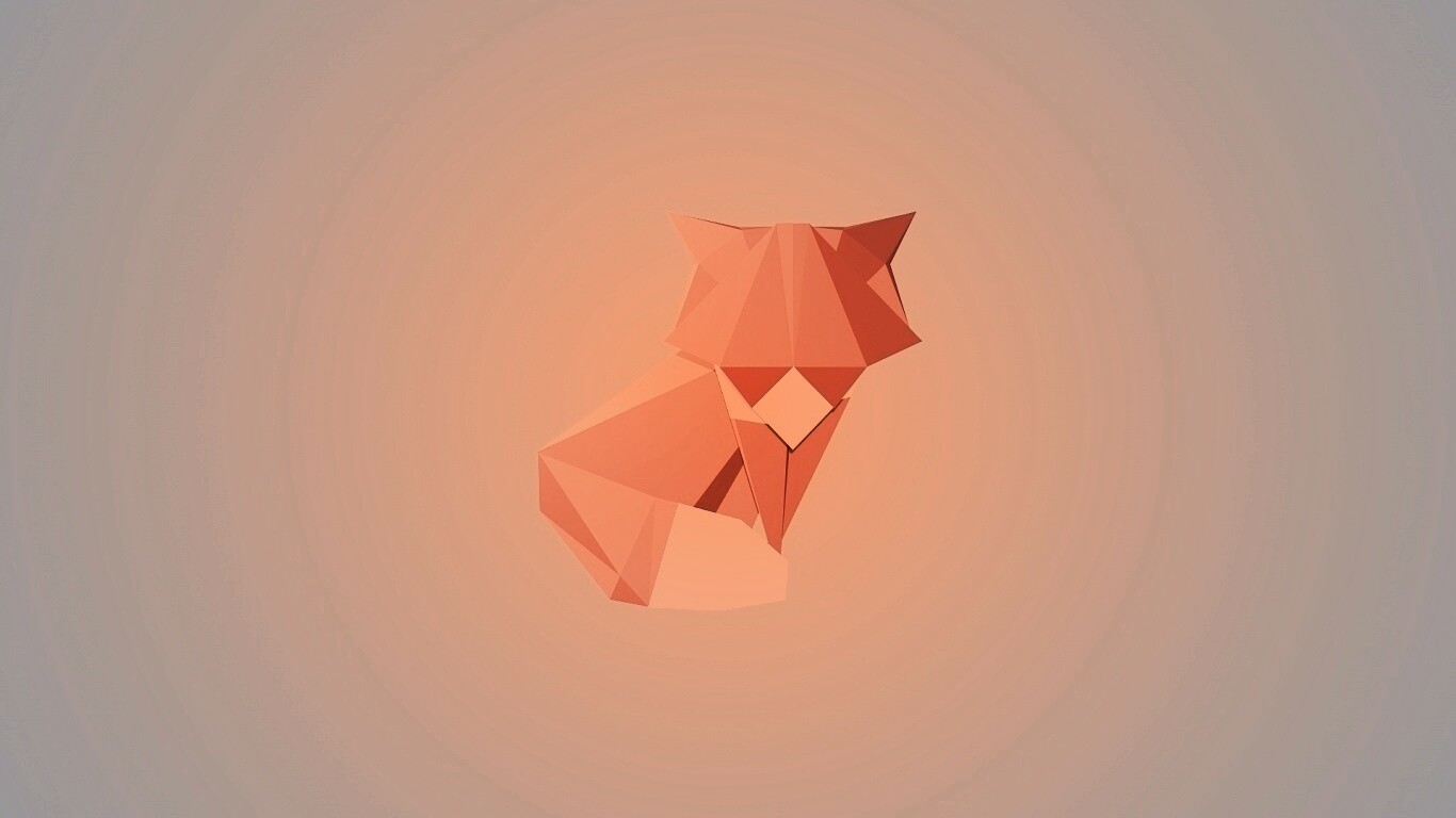 Origami fox обои