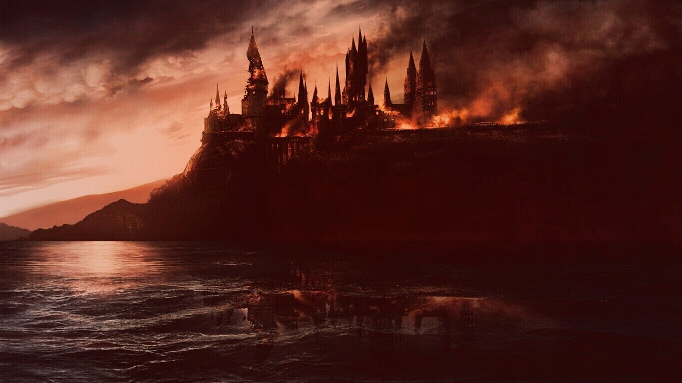 Хогвартс охваченный пламенем обои