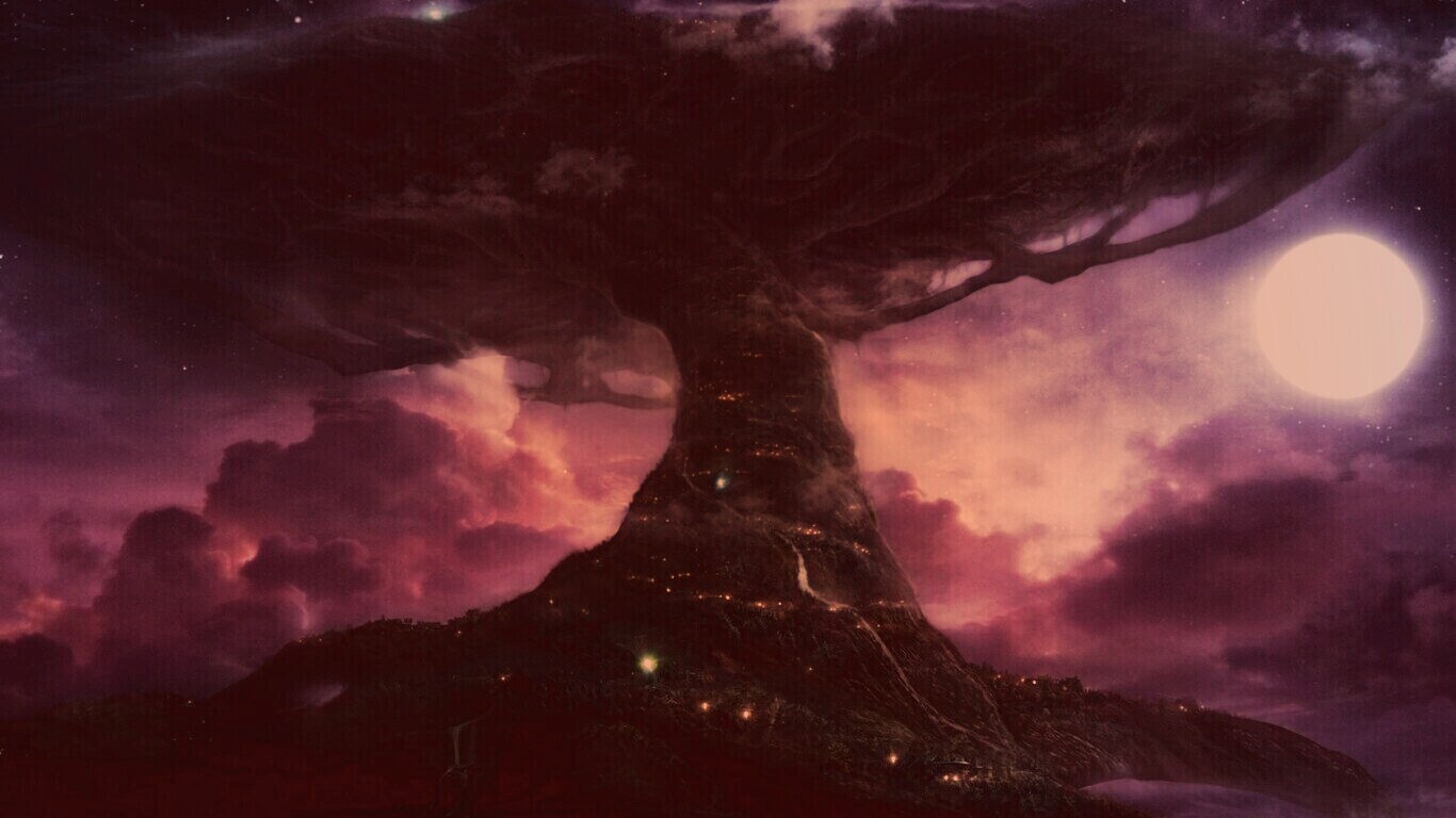 Дерево-город обои