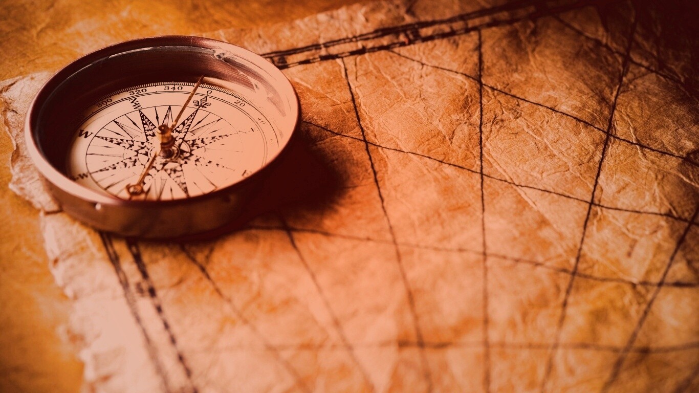 Компас и старая карта обои