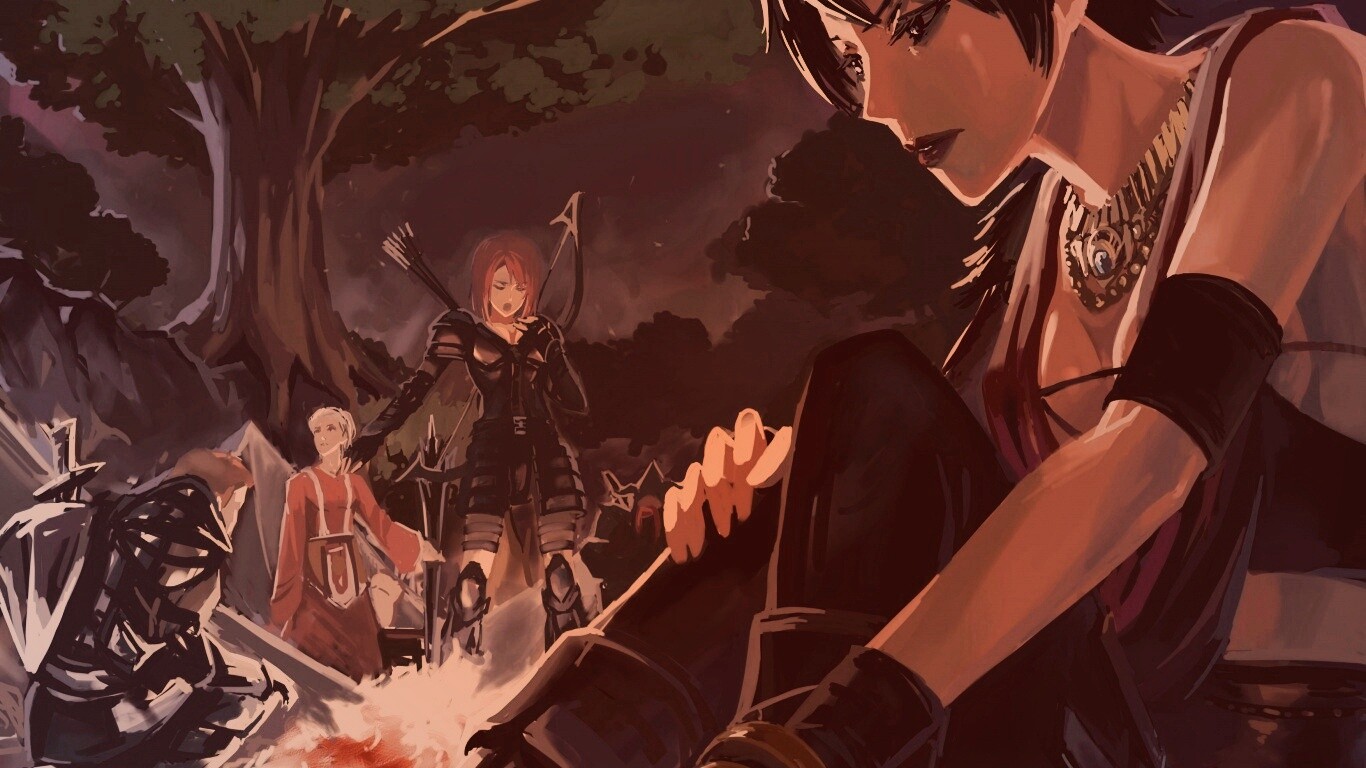 Рисунок Морриган в лагере обои