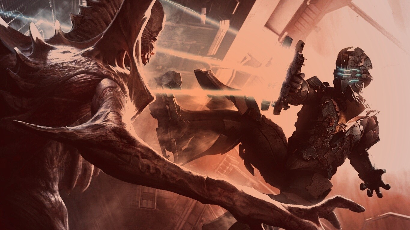 Айзек Кларк стреляет в монстра обои