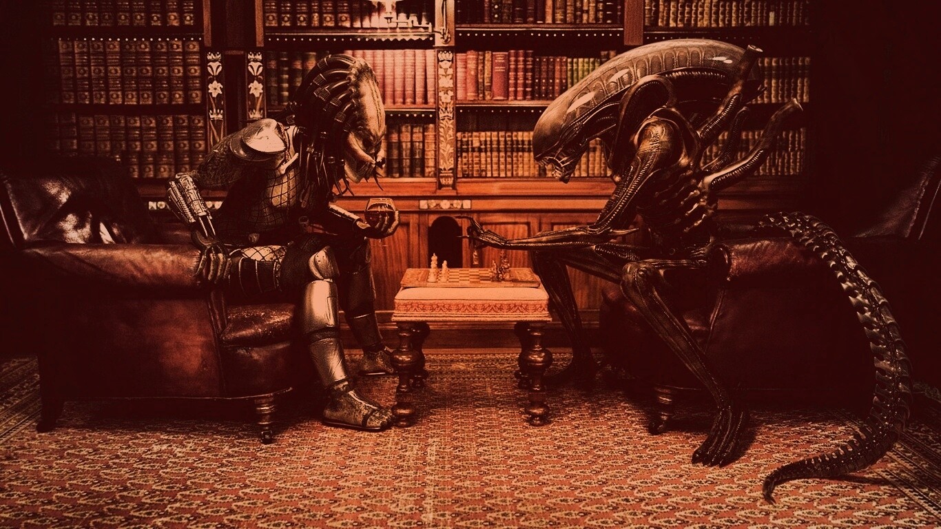 Чужой против хищника в шахматы обои